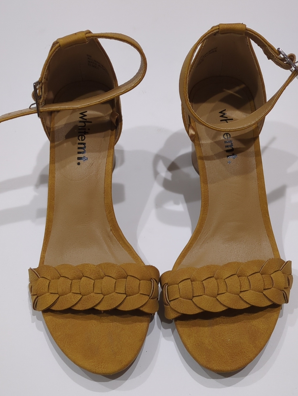White Mountain Mustard Braided Ankle-Strap Sandals - Picture 1 of 5